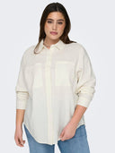 Πουκάμισο plus size με λινό CARMAKOMA 15281041 - Ζαχαρί - thefashionproject.gr - CARMAKOMA