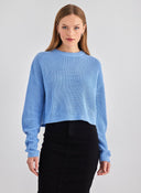 Πουλόβερ κοντό ONLY 15284453 - Γαλάζιο - thefashionproject.gr - ONLY