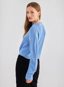Πουλόβερ κοντό ONLY 15284453 - Γαλάζιο - thefashionproject.gr - ONLY
