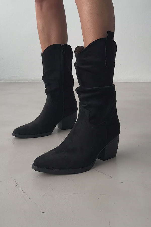 Μποτάκια suede cowboy μυτερά