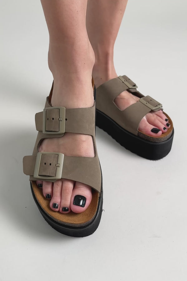 Flatform δερμάτινα nabuk σανδάλια ATENEO