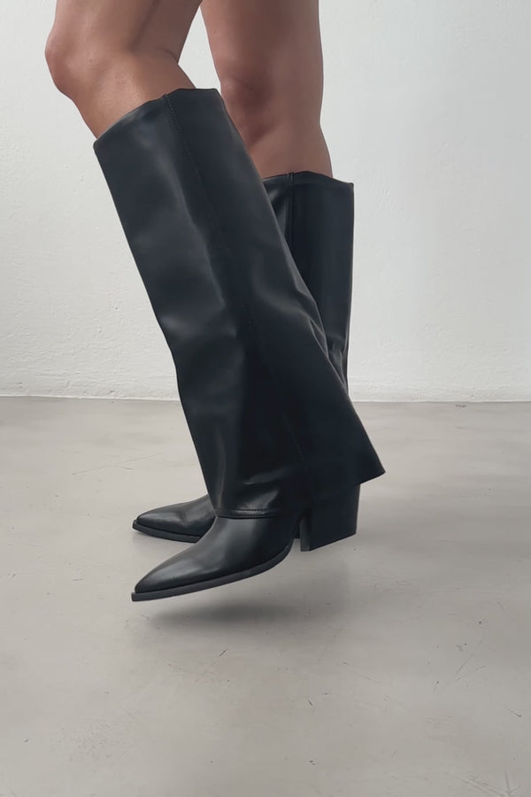 Μπότες cowboy μυτερές με εφέ γκέτας