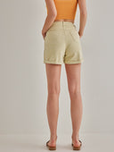 Ψηλόμεσο σορτς με ρεβέρ - Κίτρινο - thefashionproject.gr - The Fashion Project