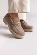 Ragazza 0190 Suede Leather Comfort Loafers - Μπεζ - thefashionproject.gr - RAGAZZA