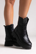 Ragazza 0258 Leather Lace - Up Combat Boots - Black Matte - thefashionproject.gr - RAGAZZA