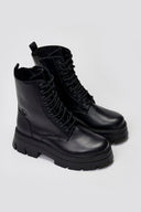 Ragazza 0258 Leather Lace - Up Combat Boots - Black Matte - thefashionproject.gr - RAGAZZA
