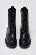 Ragazza 0283 Leather Combat Boots for Comfort - Black Matte - thefashionproject.gr - RAGAZZA