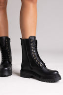 Ragazza 0283 Leather Combat Boots for Comfort - Black Matte - thefashionproject.gr - RAGAZZA