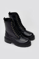 Ragazza 0283 Leather Combat Boots for Comfort - Black Matte - thefashionproject.gr - RAGAZZA