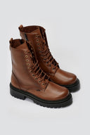 Ragazza 0283 Leather Combat Boots for Comfort - Tan Matte - thefashionproject.gr - RAGAZZA