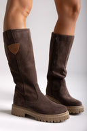 Ragazza 0297 Mid - Length Suede Leather Boots - Brown Suede - thefashionproject.gr - RAGAZZA