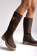 Ragazza 0297 Mid - Length Suede Leather Boots - Brown Suede - thefashionproject.gr - RAGAZZA