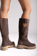 Ragazza 0297 Mid - Length Suede Leather Boots - Brown Suede - thefashionproject.gr - RAGAZZA