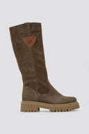 Ragazza 0297 Mid - Length Suede Leather Boots - Olive Suede - thefashionproject.gr - RAGAZZA