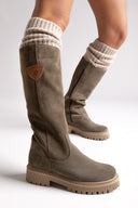Ragazza 0297 Mid - Length Suede Leather Boots - Olive Suede - thefashionproject.gr - RAGAZZA