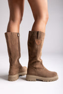 Ragazza 0297 Mid - Length Suede Leather Boots - Taupe Suede - thefashionproject.gr - RAGAZZA