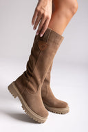 Ragazza 0297 Mid - Length Suede Leather Boots - Taupe Suede - thefashionproject.gr - RAGAZZA