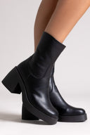 Ragazza 0471 Heeled Ankle Boots with Square Toe - Black Matte - thefashionproject.gr - RAGAZZA