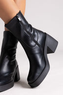 Ragazza 0471 Heeled Ankle Boots with Square Toe - Black Matte - thefashionproject.gr - RAGAZZA