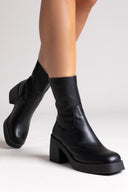Ragazza 0471 Heeled Ankle Boots with Square Toe - Black Matte - thefashionproject.gr - RAGAZZA
