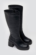 Ragazza 0477 Square - Toe Boots with Block Heel - Black Matte - thefashionproject.gr - RAGAZZA