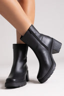 Ragazza 0658 Leather Ankle Boots with Square Toe - Black Matte - thefashionproject.gr - RAGAZZA