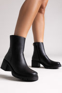 Ragazza 0658 Leather Ankle Boots with Square Toe - Black Matte - thefashionproject.gr - RAGAZZA