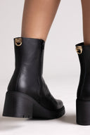 Ragazza 0658 Leather Ankle Boots with Square Toe - Black Matte - thefashionproject.gr - RAGAZZA