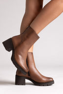 Ragazza 0658 Leather Ankle Boots with Square Toe - Tan Matte - thefashionproject.gr - RAGAZZA