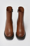 Ragazza 0658 Leather Ankle Boots with Square Toe - Tan Matte - thefashionproject.gr - RAGAZZA
