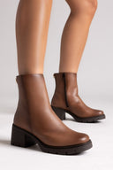 Ragazza 0658 Leather Ankle Boots with Square Toe - Tan Matte - thefashionproject.gr - RAGAZZA