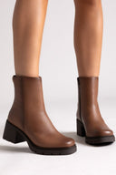 Ragazza 0658 Leather Ankle Boots with Square Toe - Tan Matte - thefashionproject.gr - RAGAZZA