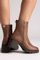 Ragazza 0658 Leather Ankle Boots with Square Toe - Tan Matte - thefashionproject.gr - RAGAZZA