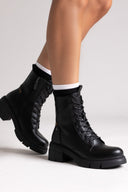 Refresh 172906 Vegan Lace - Up Ankle Boots - Black Matte - thefashionproject.gr - Refresh