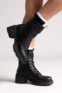Refresh 172906 Vegan Lace - Up Ankle Boots - Black Matte - thefashionproject.gr - Refresh