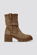 Refresh 173021 Vegan Suede Cuffed Ankle Boots with Heel - Beige Suede - thefashionproject.gr - Refresh