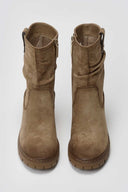 Refresh 173021 Vegan Suede Cuffed Ankle Boots with Heel - Beige Suede - thefashionproject.gr - Refresh
