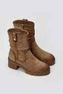 Refresh 173021 Vegan Suede Cuffed Ankle Boots with Heel - Beige Suede - thefashionproject.gr - Refresh
