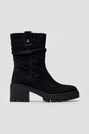 Refresh 173021 Vegan Suede Cuffed Ankle Boots with Heel - Black Suede - thefashionproject.gr - Refresh