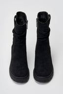 Refresh 173021 Vegan Suede Cuffed Ankle Boots with Heel - Black Suede - thefashionproject.gr - Refresh