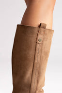 Refresh 173037 Vegan Suede Stretch Boots with Heel - Beige Suede - thefashionproject.gr - Refresh