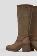 Refresh 173037 Vegan Suede Stretch Boots with Heel - Beige Suede - thefashionproject.gr - Refresh