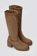 Refresh 173037 Vegan Suede Stretch Boots with Heel - Beige Suede - thefashionproject.gr - Refresh