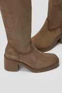 Refresh 173037 Vegan Suede Stretch Boots with Heel - Beige Suede - thefashionproject.gr - Refresh
