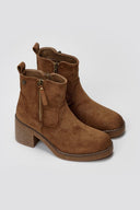 Refresh 173038 Vegan Suede Ankle Boots with Side Zip - Beige Suede - thefashionproject.gr - Refresh