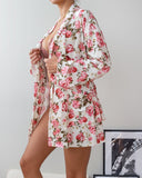 Ρόμπα velvet με λουλούδια - Λευκό - thefashionproject.gr - The Fashion Project