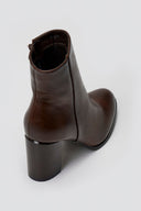 Round - Toe Ankle Boots with Block Heel - Dark Brown Matte - thefashionproject.gr - BOTEGGA 22
