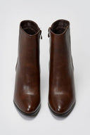 Round - Toe Ankle Boots with Block Heel - Dark Brown Matte - thefashionproject.gr - BOTEGGA 22