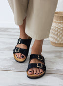 Σανδάλια ανατομικά από συνθετικό ponyskin Plakton 180010 - Μαύρο - thefashionproject.gr - Plakton
