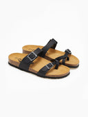 Σανδάλια ανατομικά δερμάτινα Plakton 181032 - Μαύρο - thefashionproject.gr - Plakton